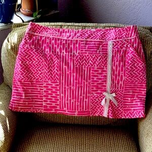 NWOT Lily Pulitzer Pink White Bamboo Print Skort Pockets Lined Sz 14